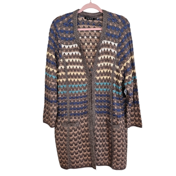 ZoZo 3D Knit Crochet Eyelash Long Duster Sweater Cardigan Plus Size - Picture 1 of 9